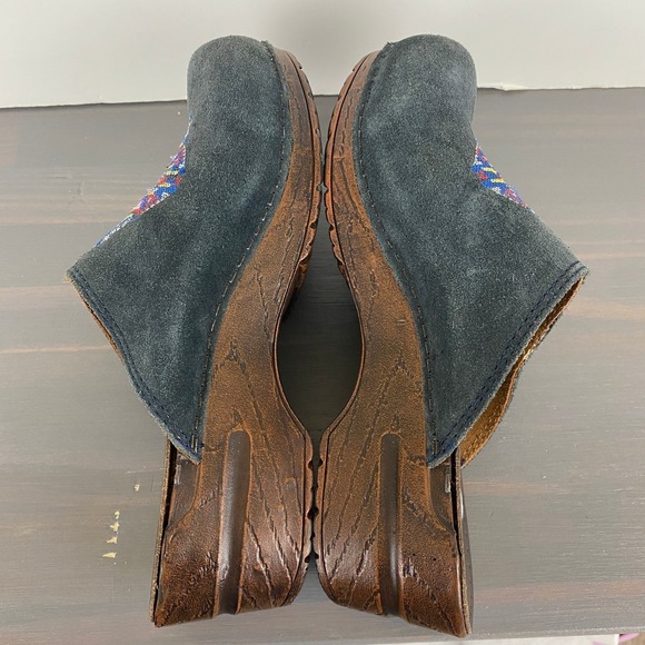 Sanita Danish Clogs Suede Nurse Work Shoes Size 7.5 EU38 Gray Boho Aztec Chunky - Picture 3 of 9